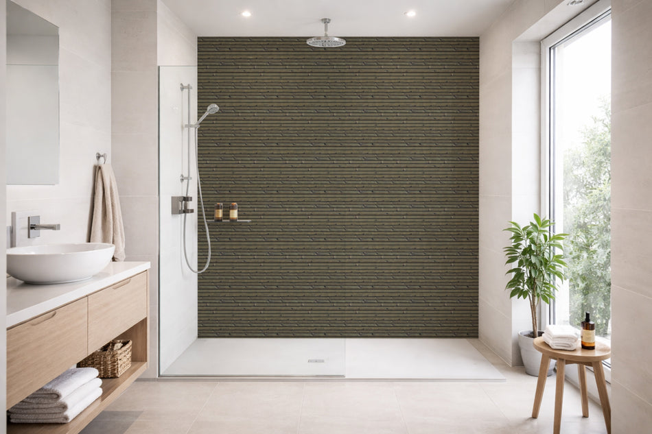 Toilettenrückwand Holzoptik