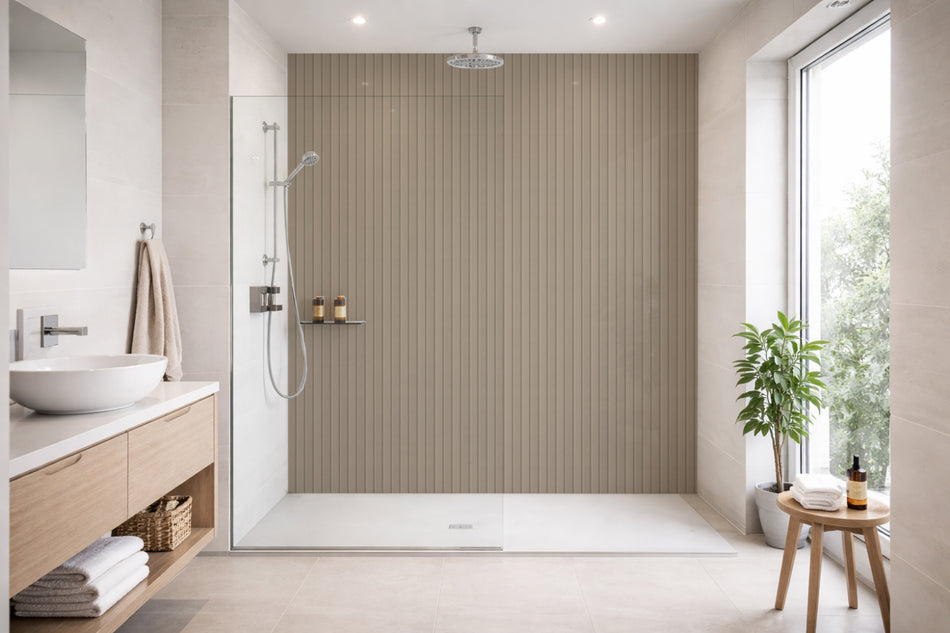 Toilettenrückwand Holzoptik