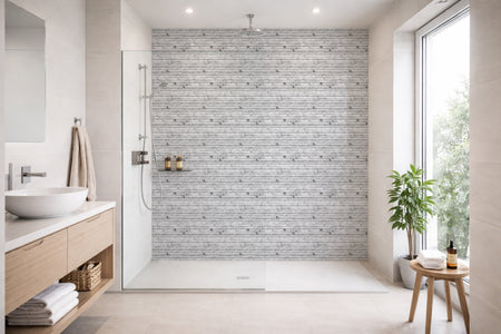 Toilettenrückwand Holzoptik