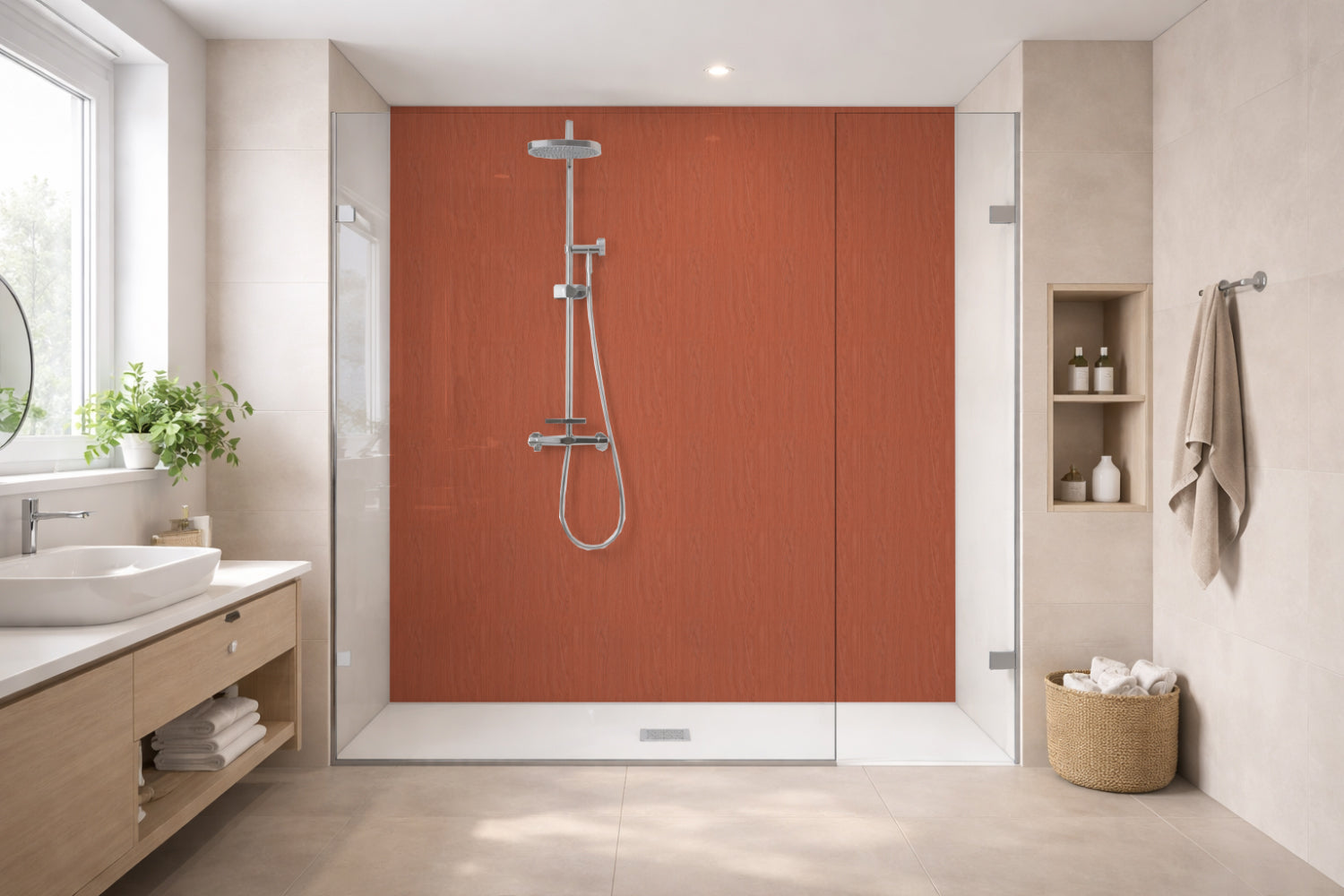 Toilettenrückwand Holzoptik
