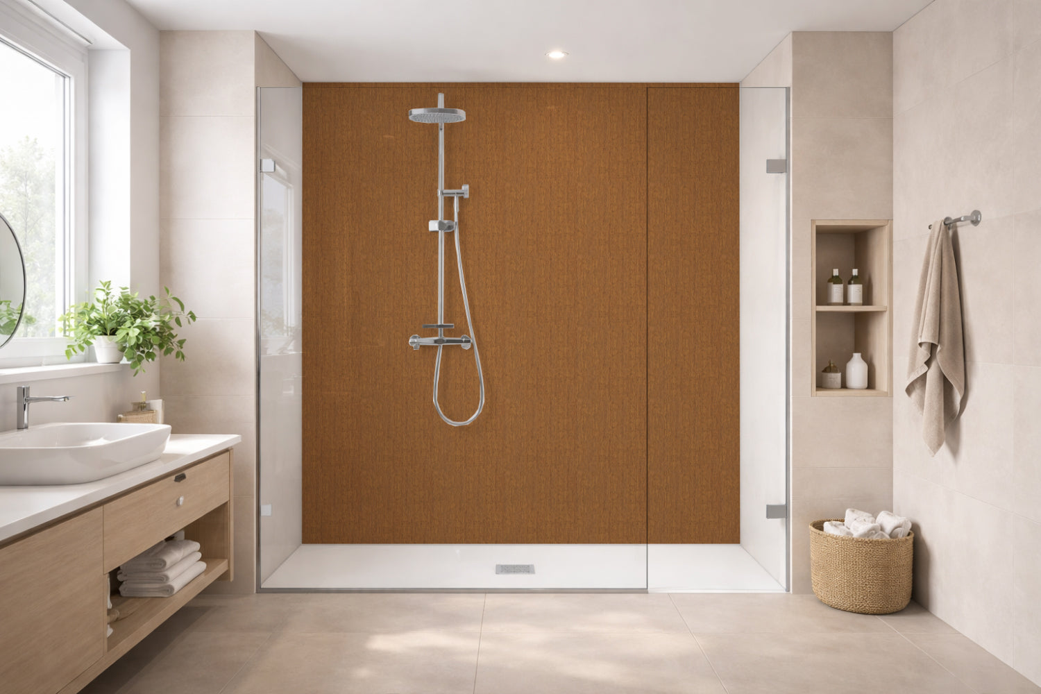 Toilettenrückwand Holzoptik