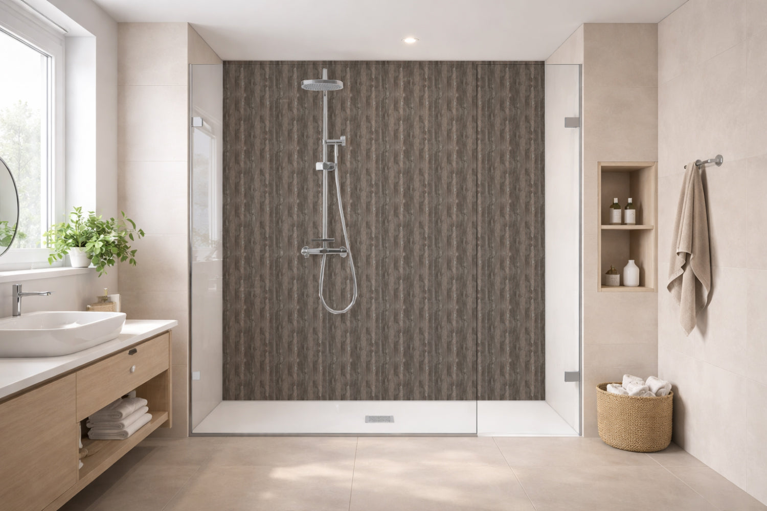 Toilettenrückwand Holzoptik