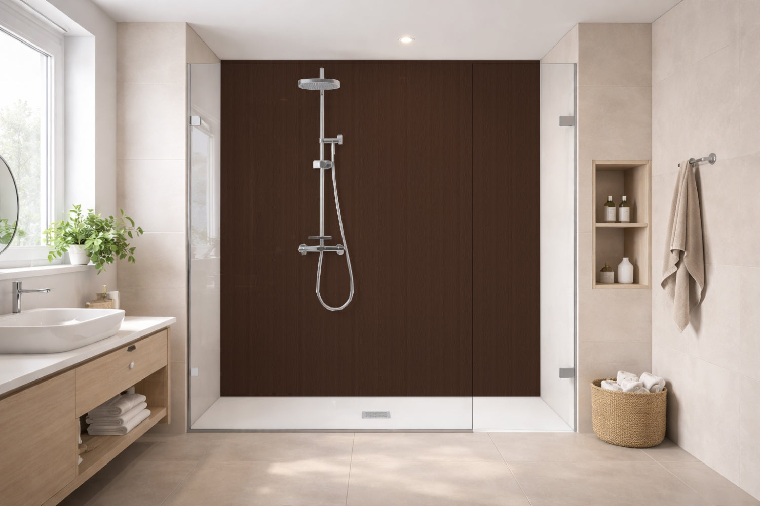 Toilettenrückwand Holzoptik