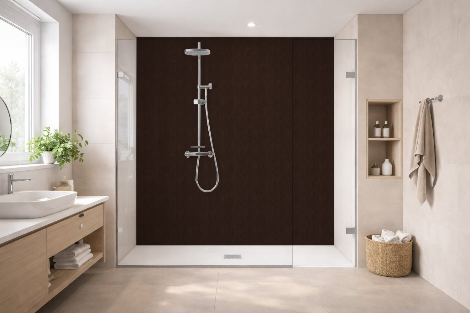 Toilettenrückwand Holzoptik