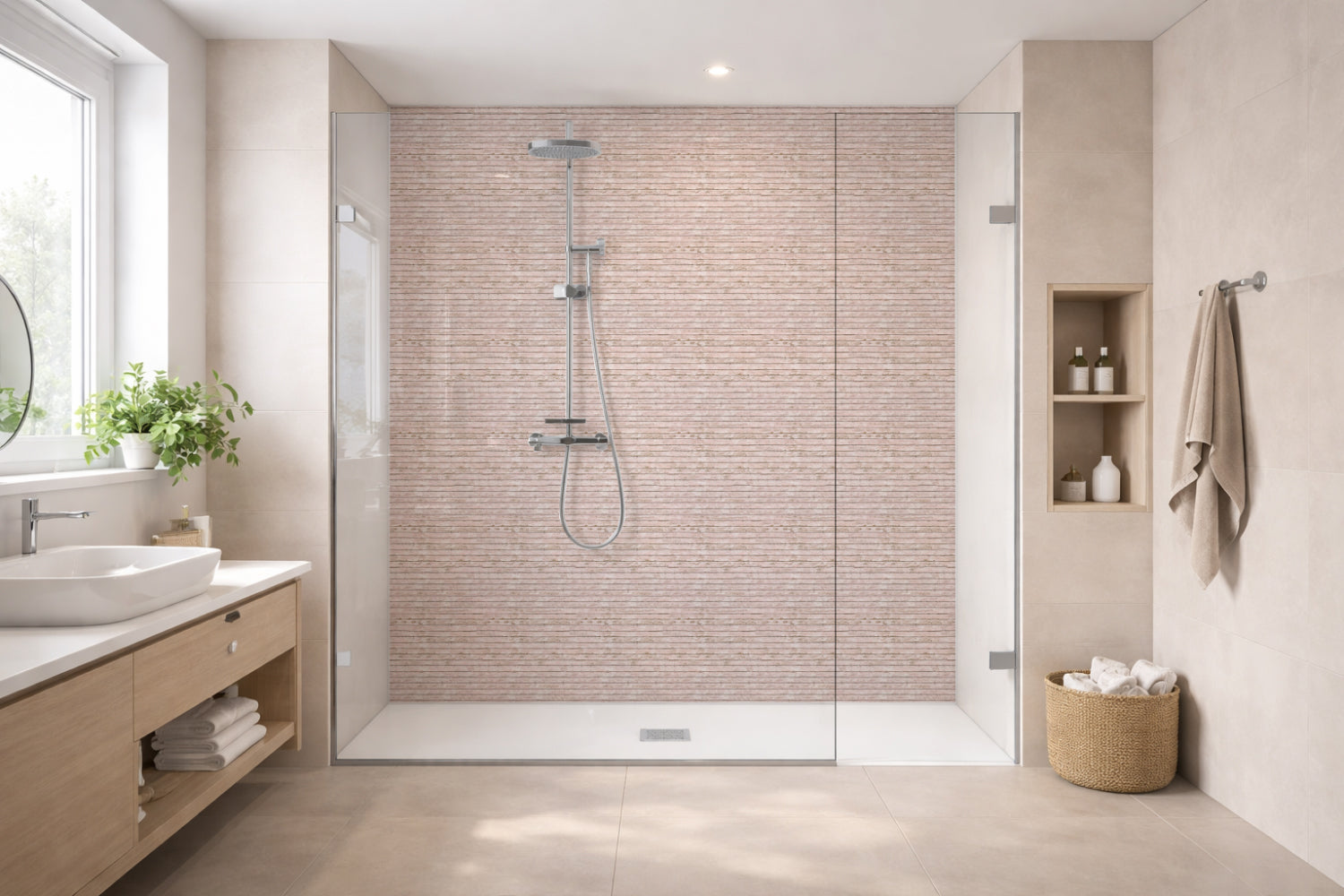 Toilettenrückwand Holzoptik