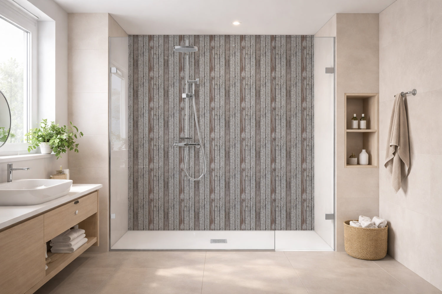 Toilettenrückwand Holzoptik