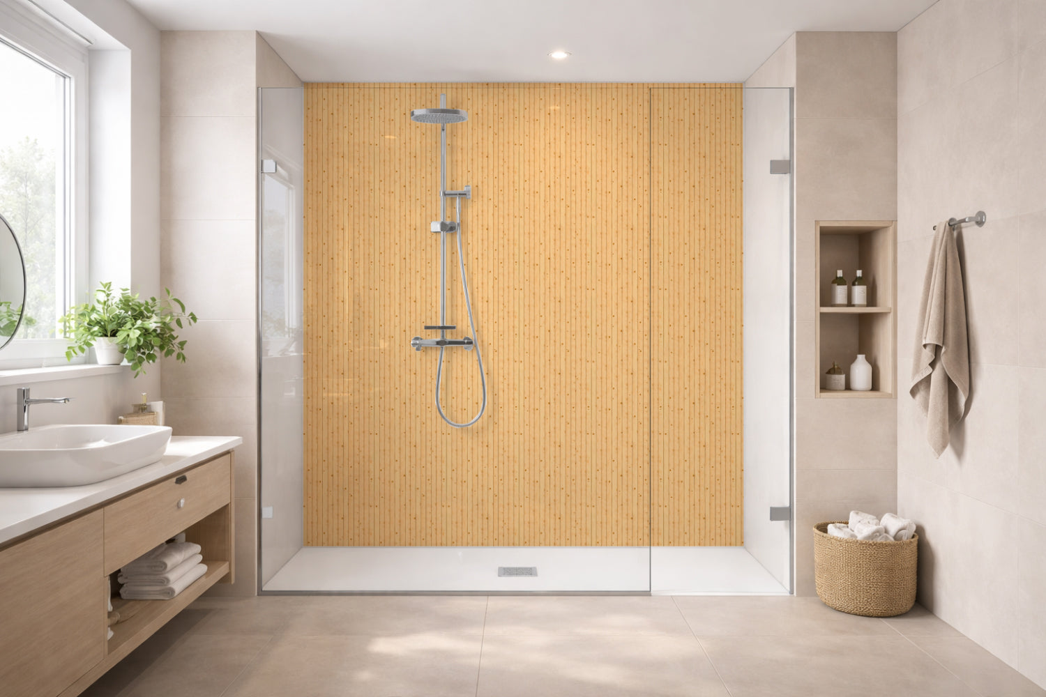 Toilettenrückwand Holzoptik