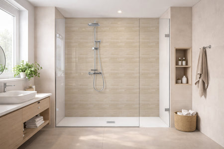 Toilettenrückwand Holzoptik