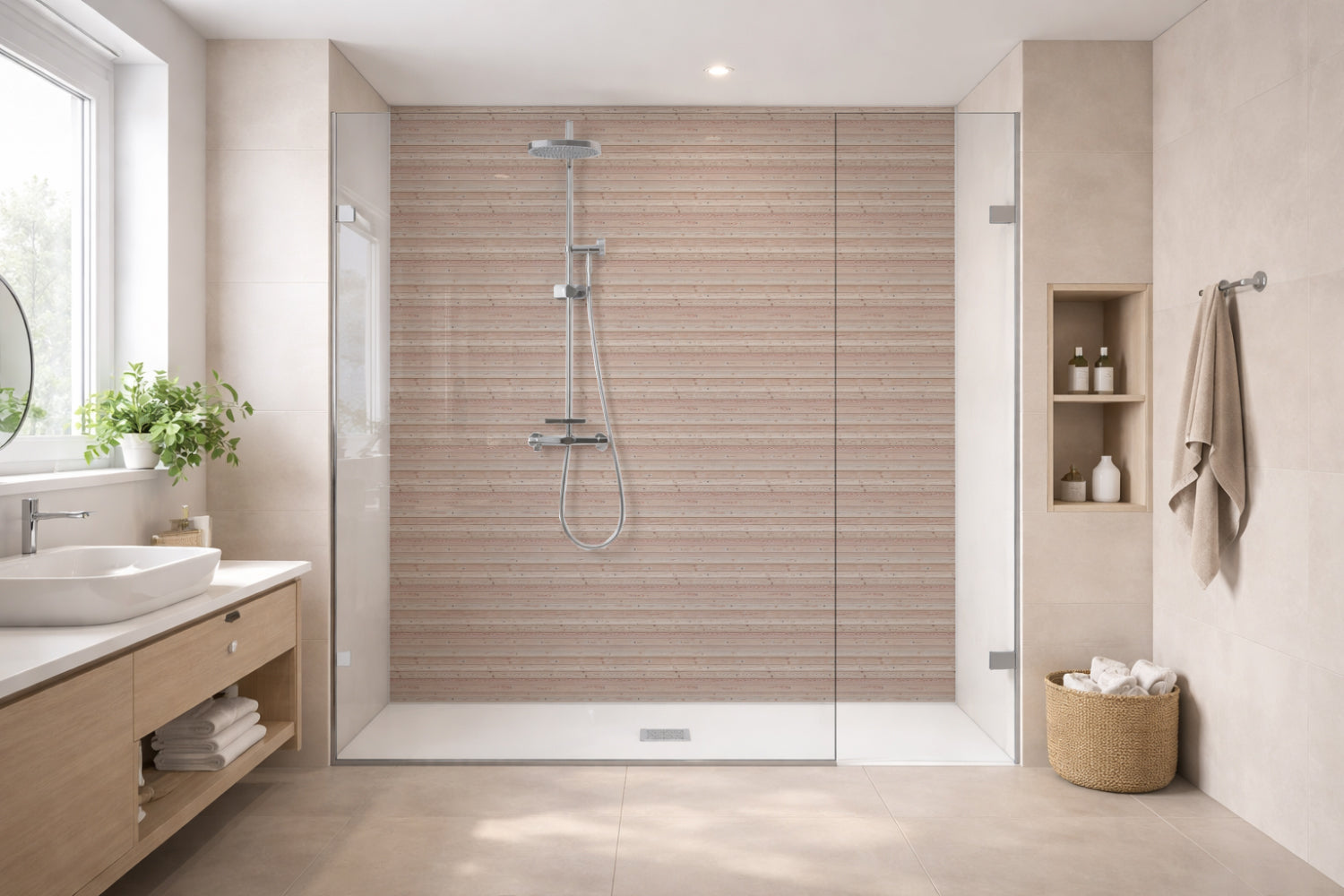 Toilettenrückwand Holzoptik