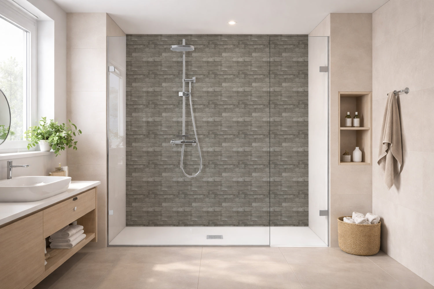 Toilettenrückwand Holzoptik