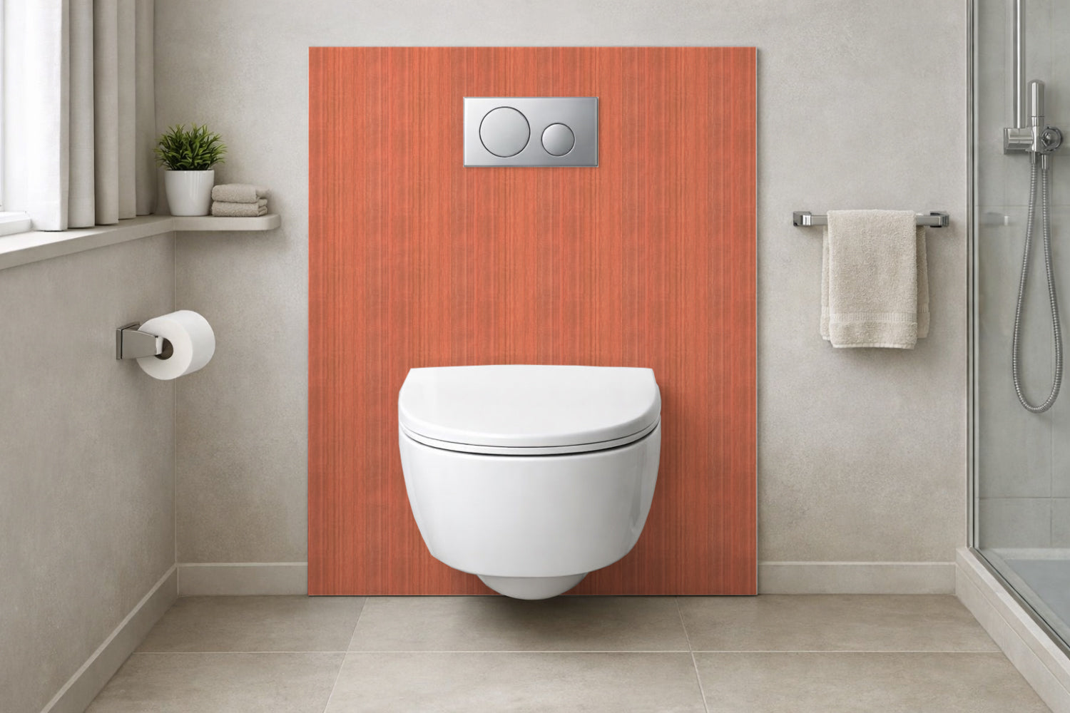 Toilettenrückwand Holzoptik