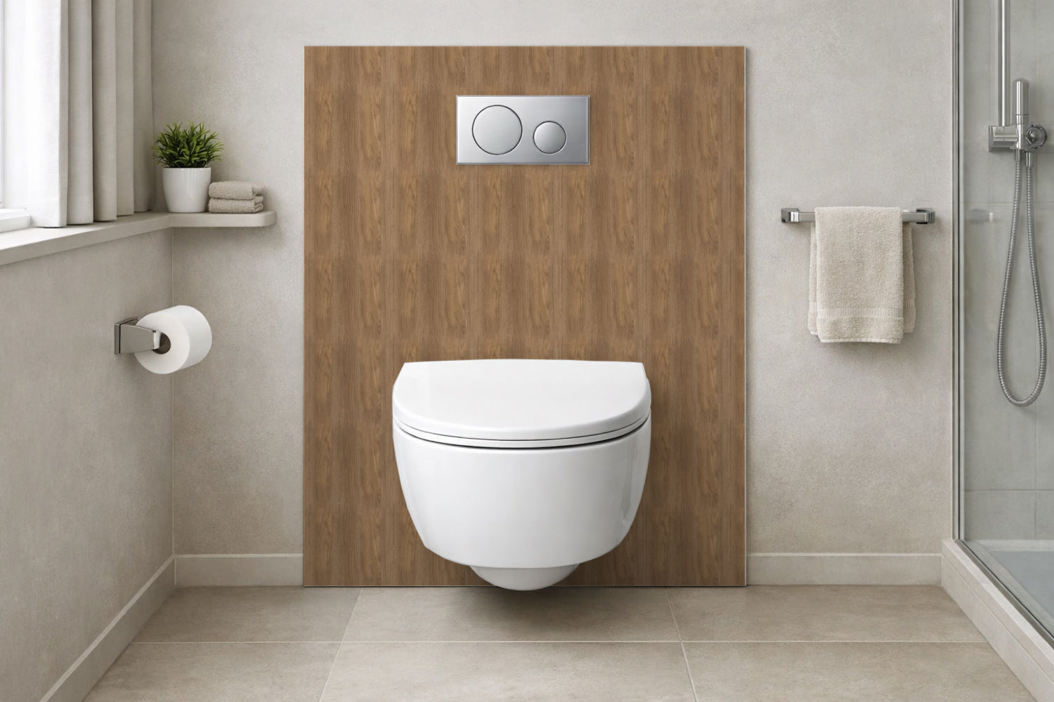 Toilettenrückwand Holzoptik