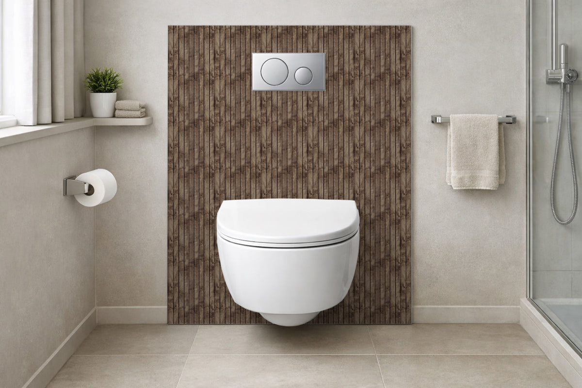 Toilettenrückwand Holzoptik