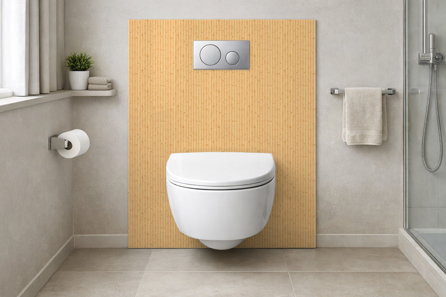 Toilettenrückwand Holzoptik