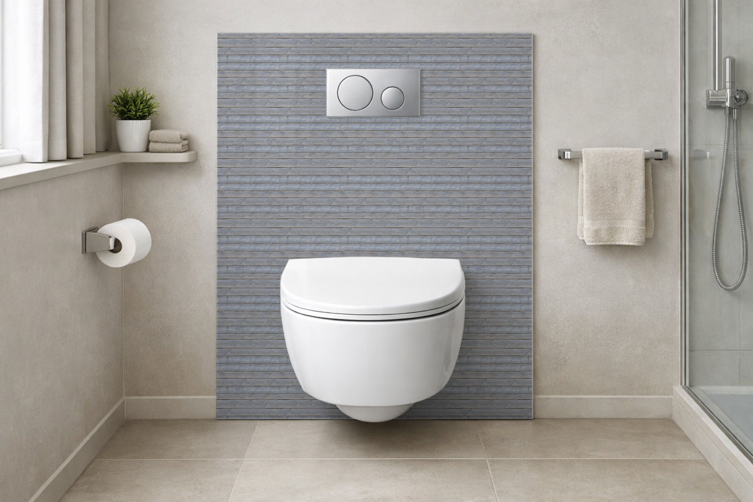 Toilettenrückwand Holzoptik