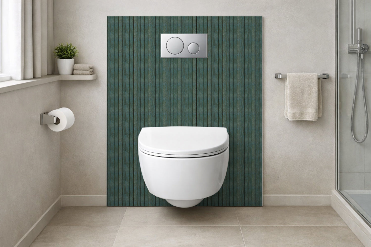 Toilettenrückwand Holzoptik