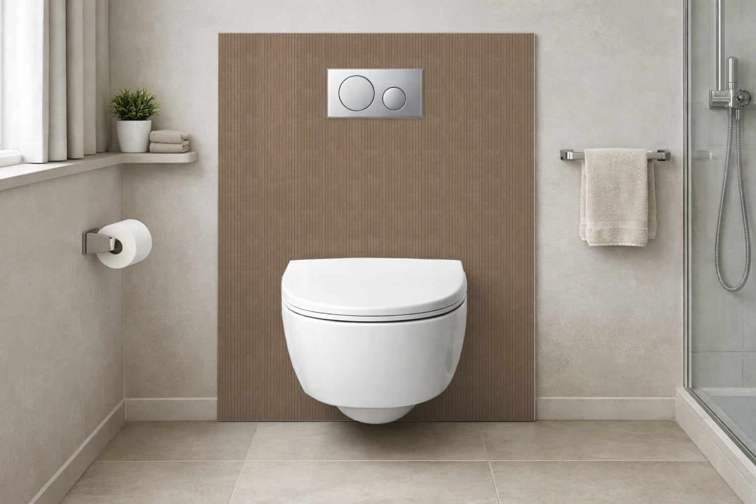 Toilettenrückwand Holzoptik