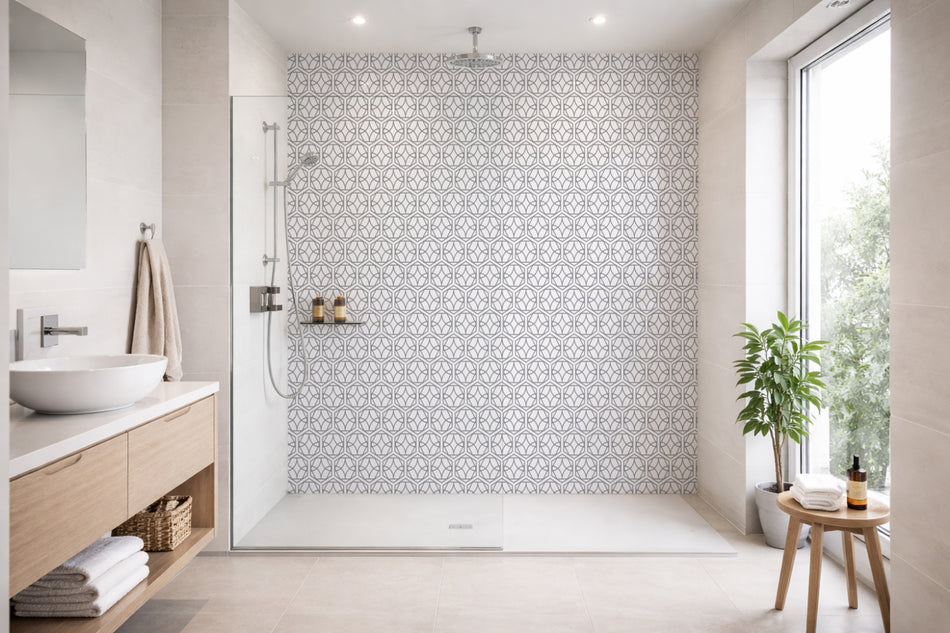 Toilettenrückwand Musteroptik