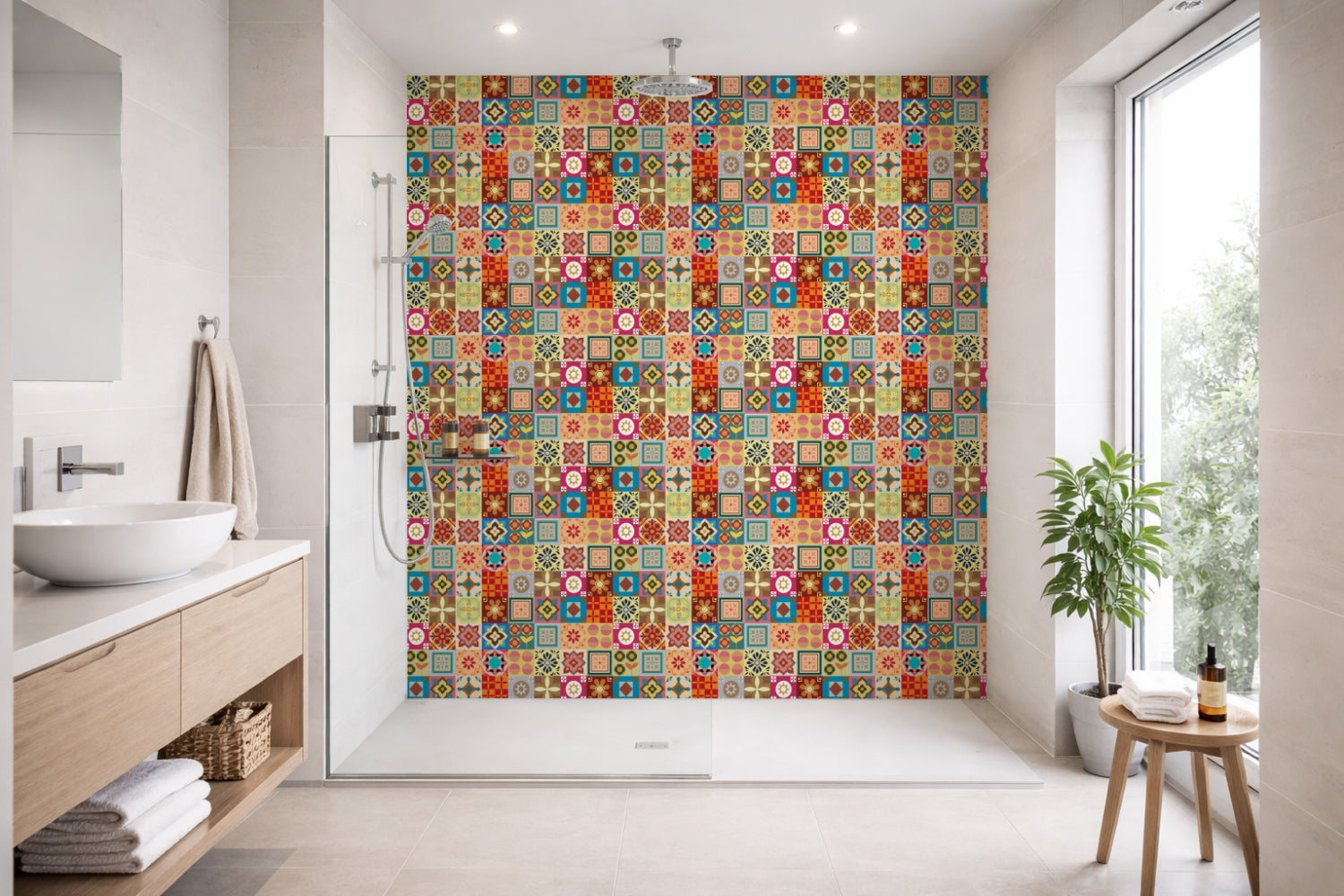 Toilettenrückwand Patchwork