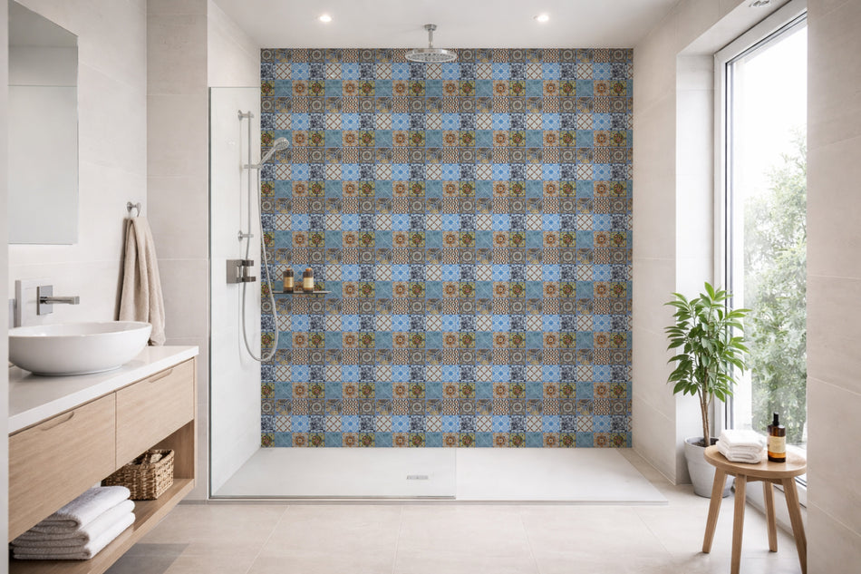 Toilettenrückwand Patchwork