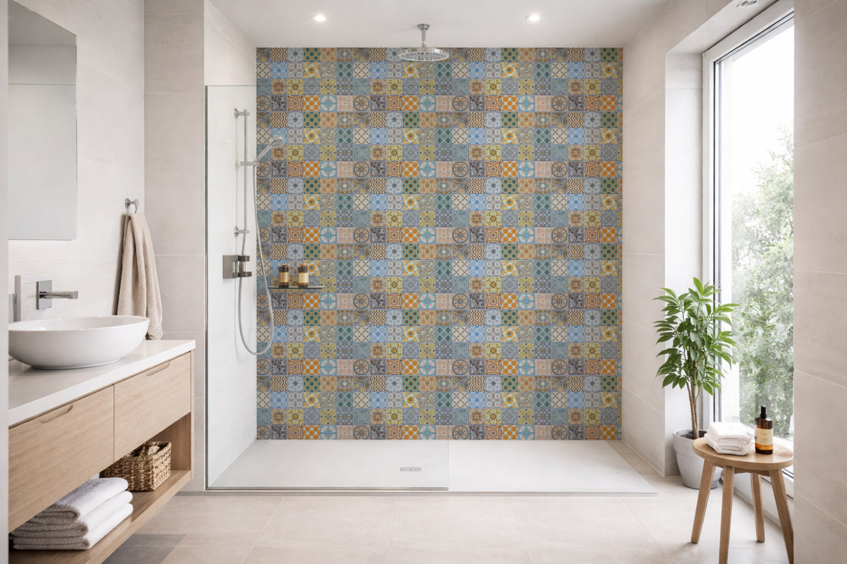 Toilettenrückwand Patchwork