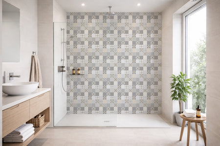 Toilettenrückwand Patchwork