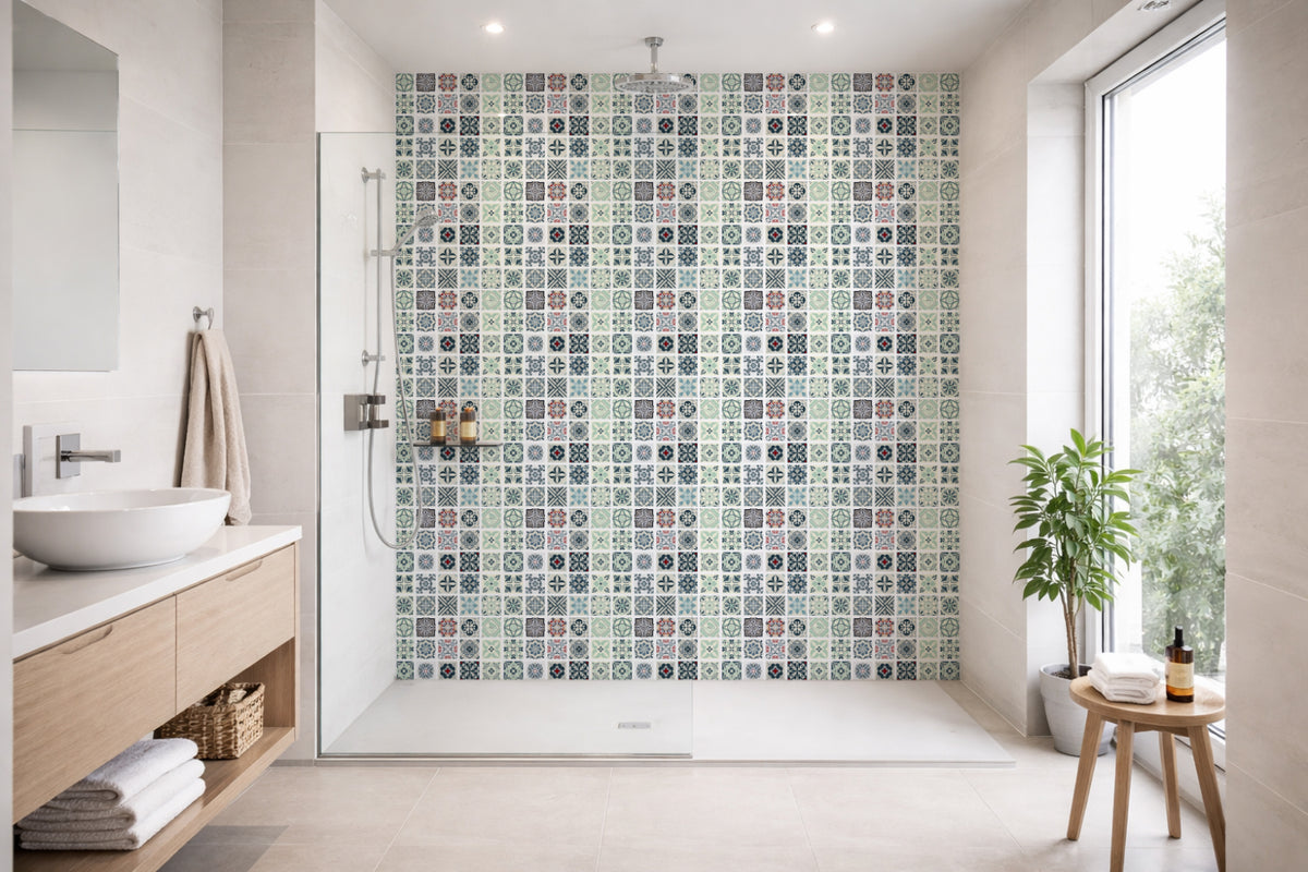 Toilettenrückwand Patchwork