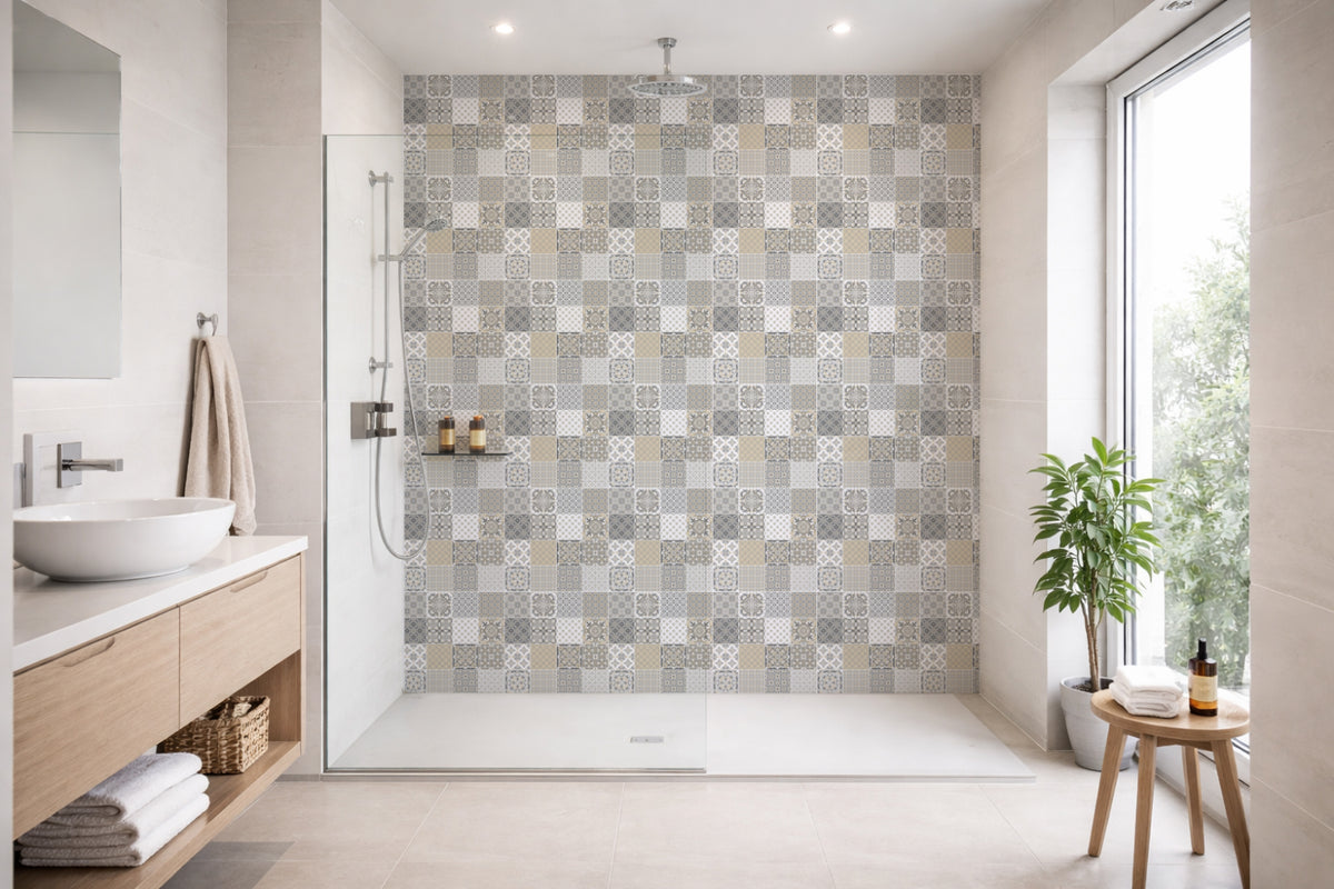 Toilettenrückwand Patchwork