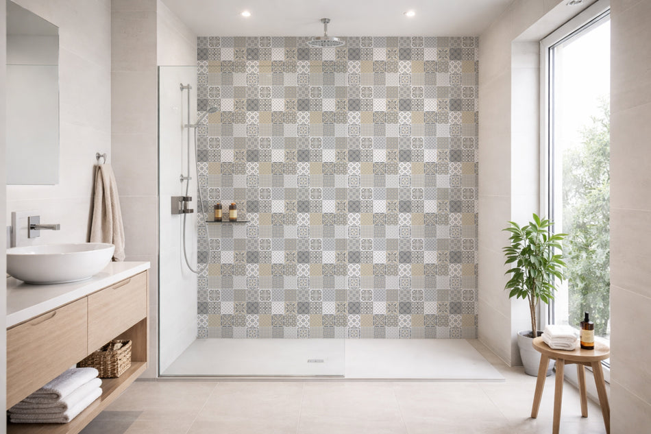 Toilettenrückwand Patchwork