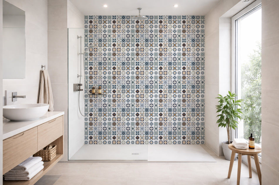 Toilettenrückwand Patchwork