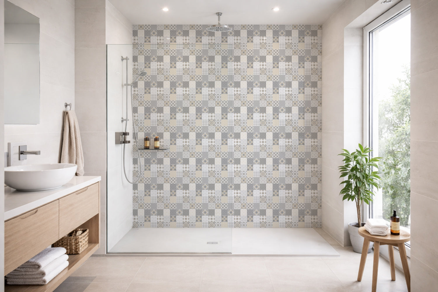 Toilettenrückwand Patchwork