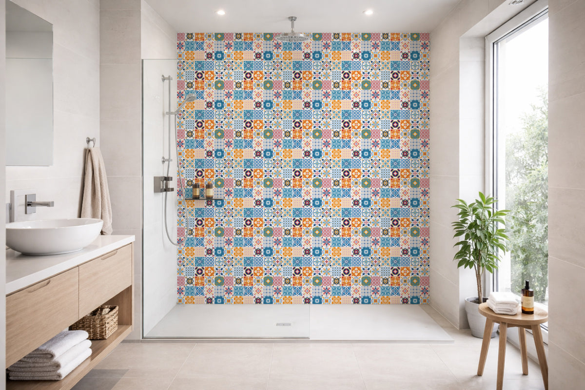 Toilettenrückwand Patchwork