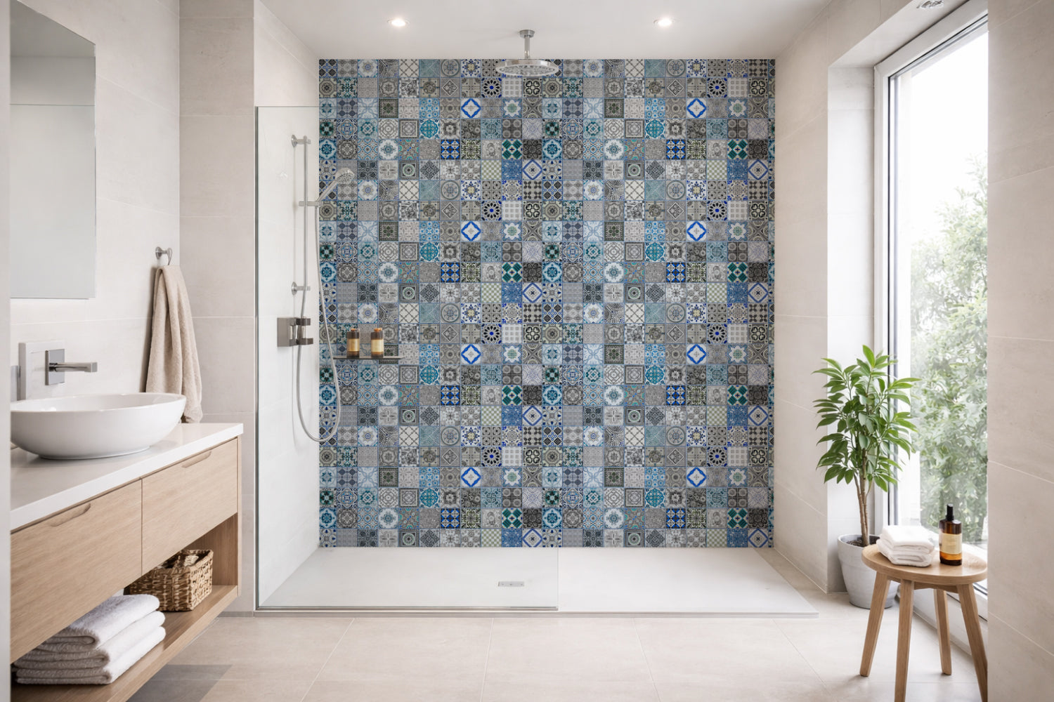Toilettenrückwand Patchwork