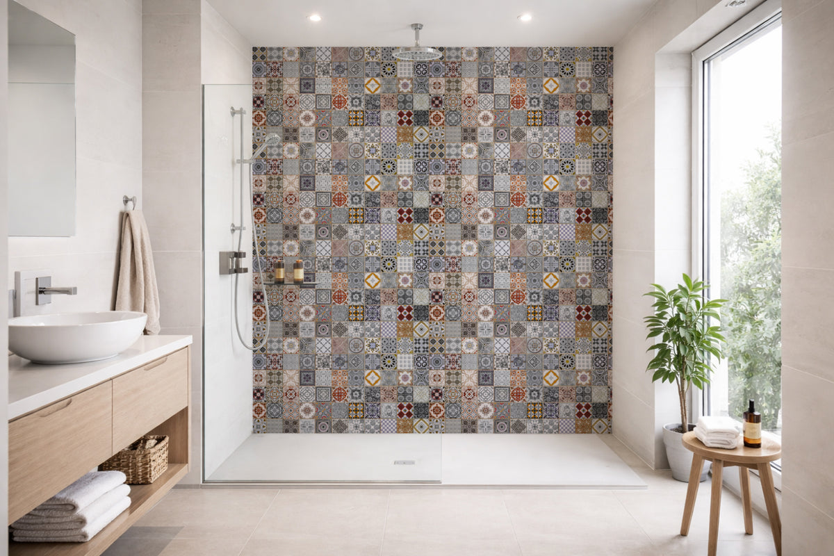 Toilettenrückwand Patchwork