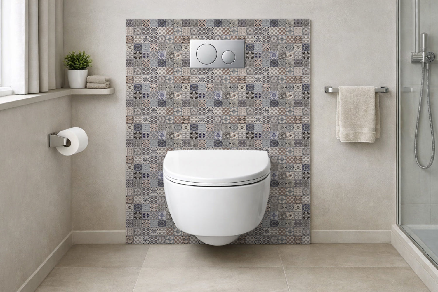 Toilettenrückwand Patchwork