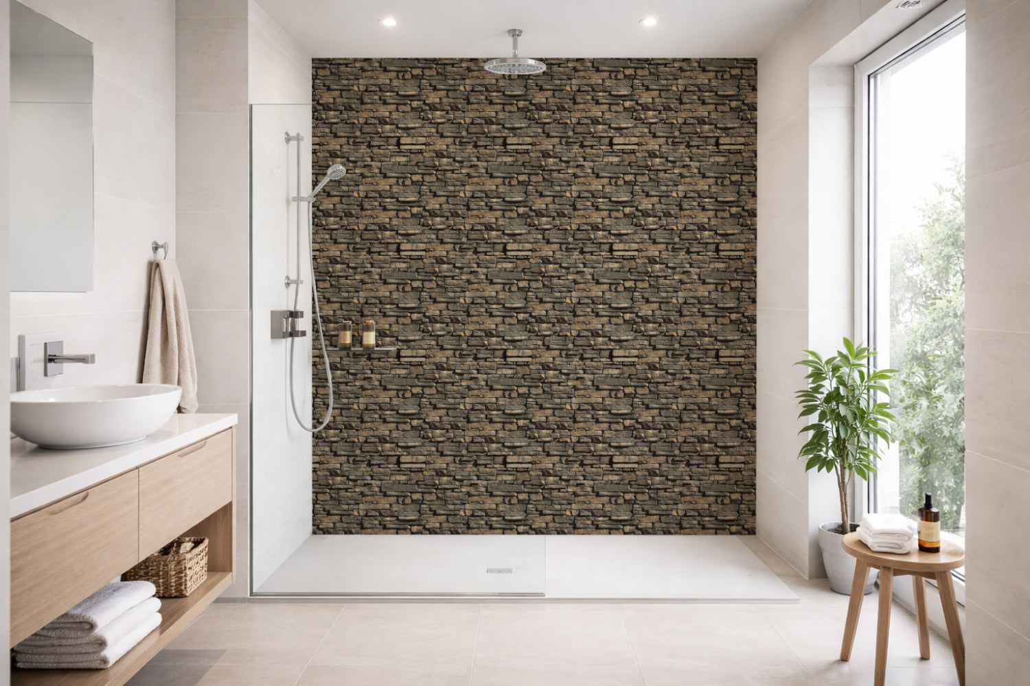 Toilettenrückwand Steinoptik