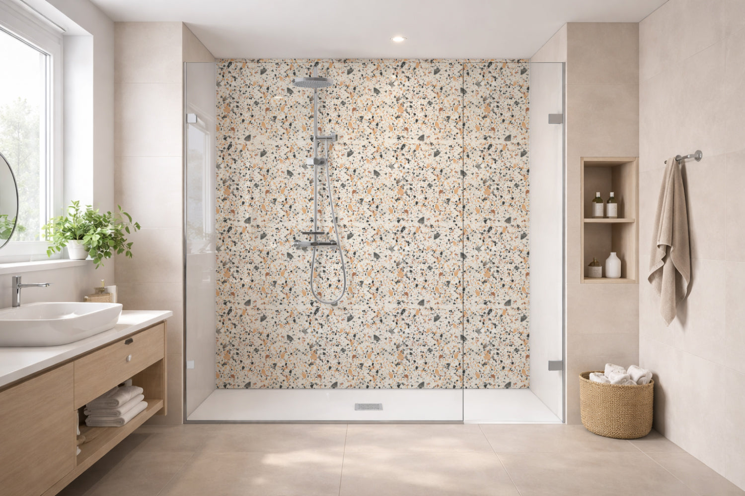 Toilettenrückwand Steinoptik