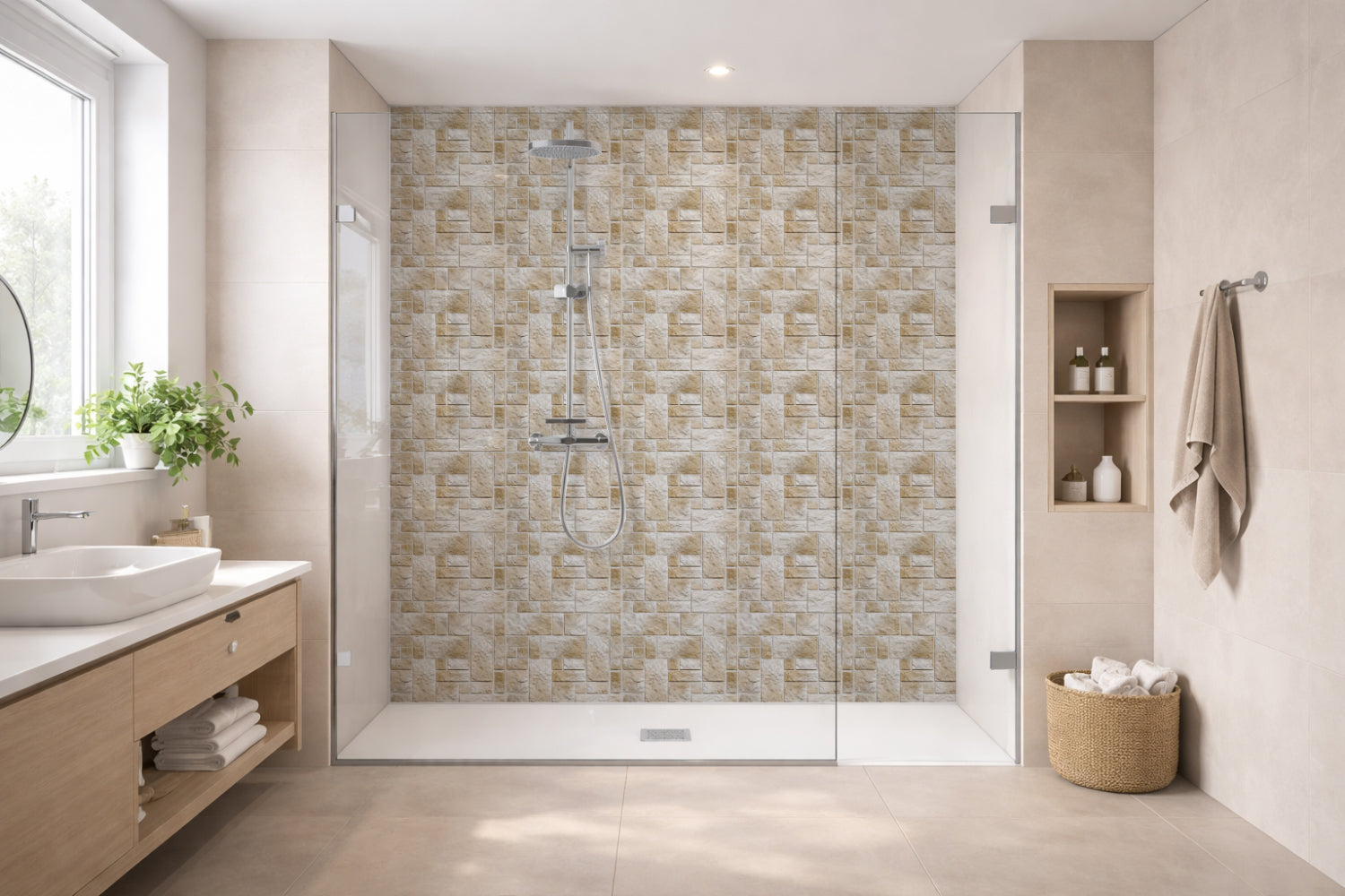 Toilettenrückwand Steinoptik