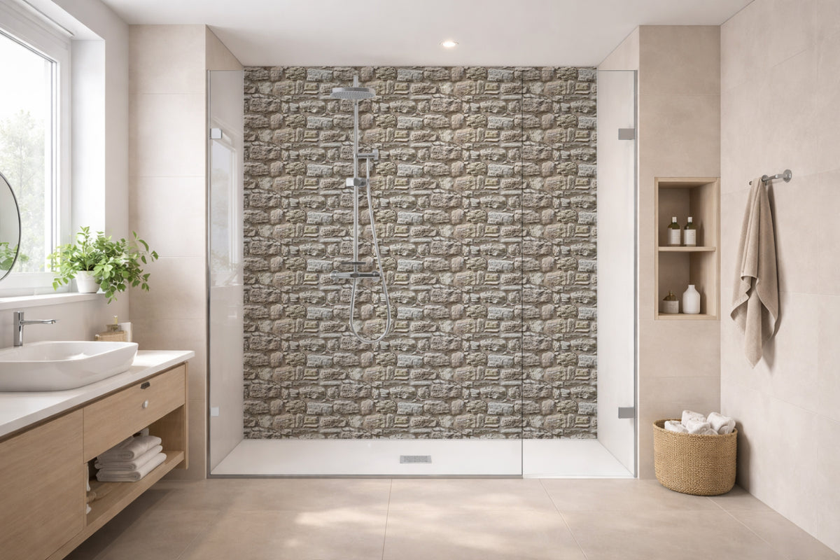 Toilettenrückwand Steinoptik