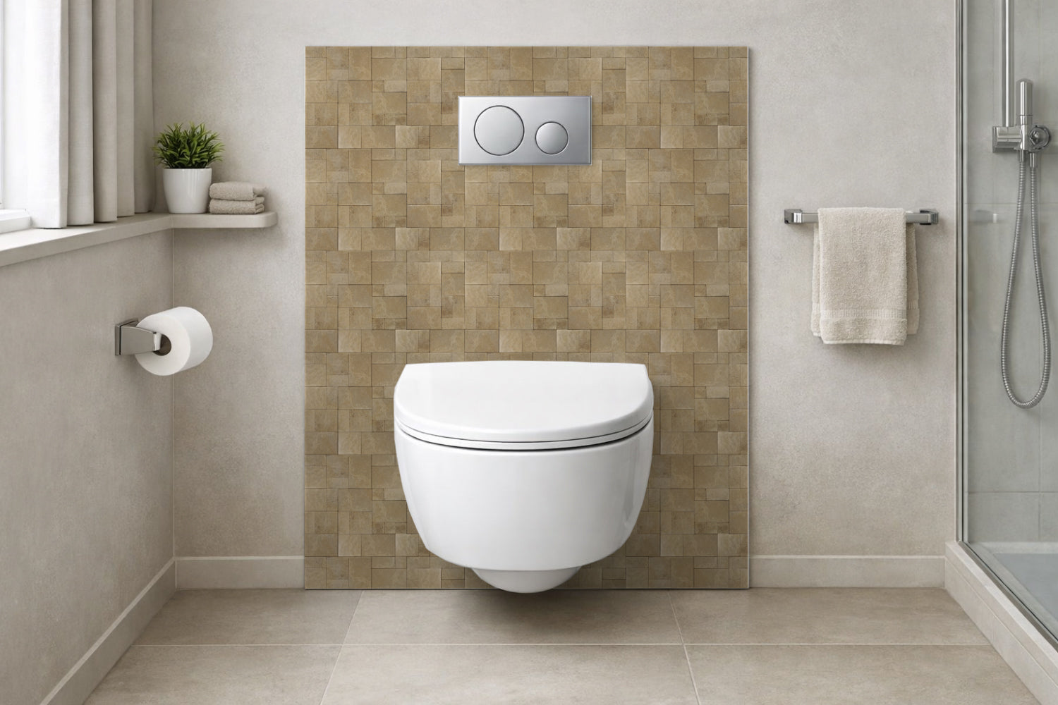 Toilettenrückwand Steinoptik