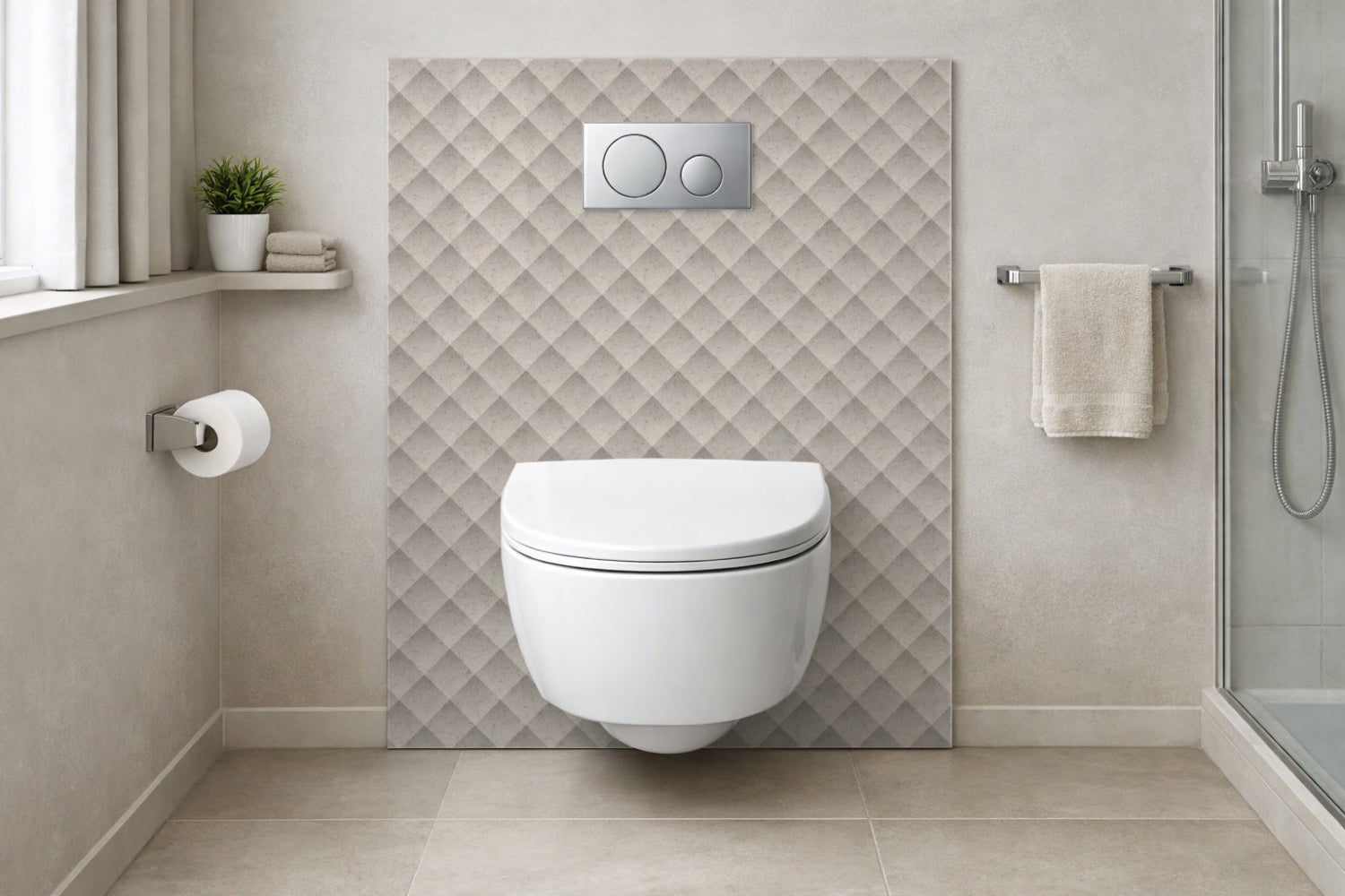 Toilettenrückwand Steinoptik