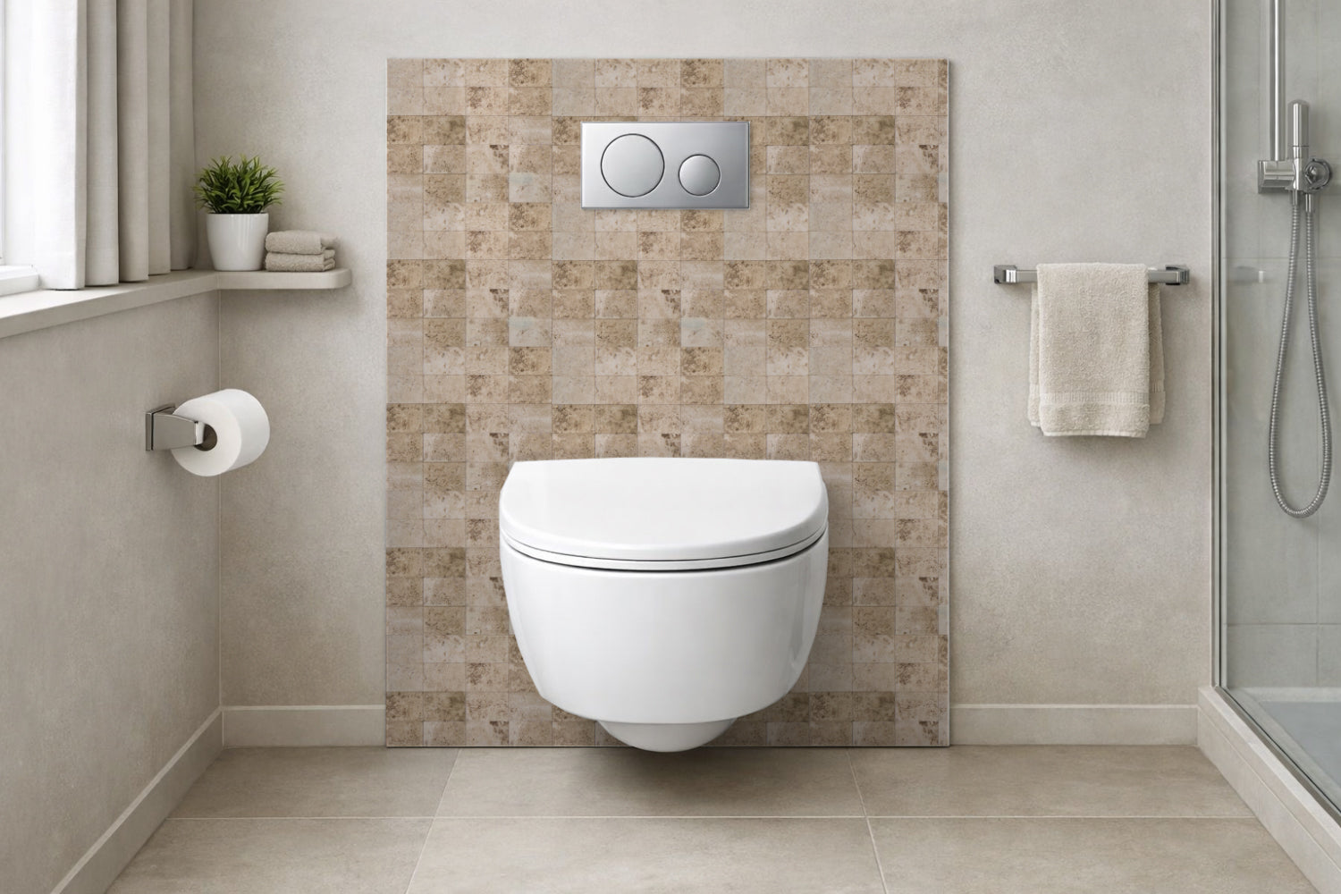 Toilettenrückwand Steinoptik