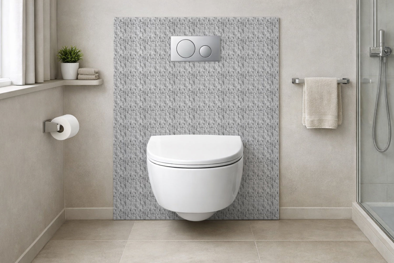 Toilettenrückwand Steinoptik