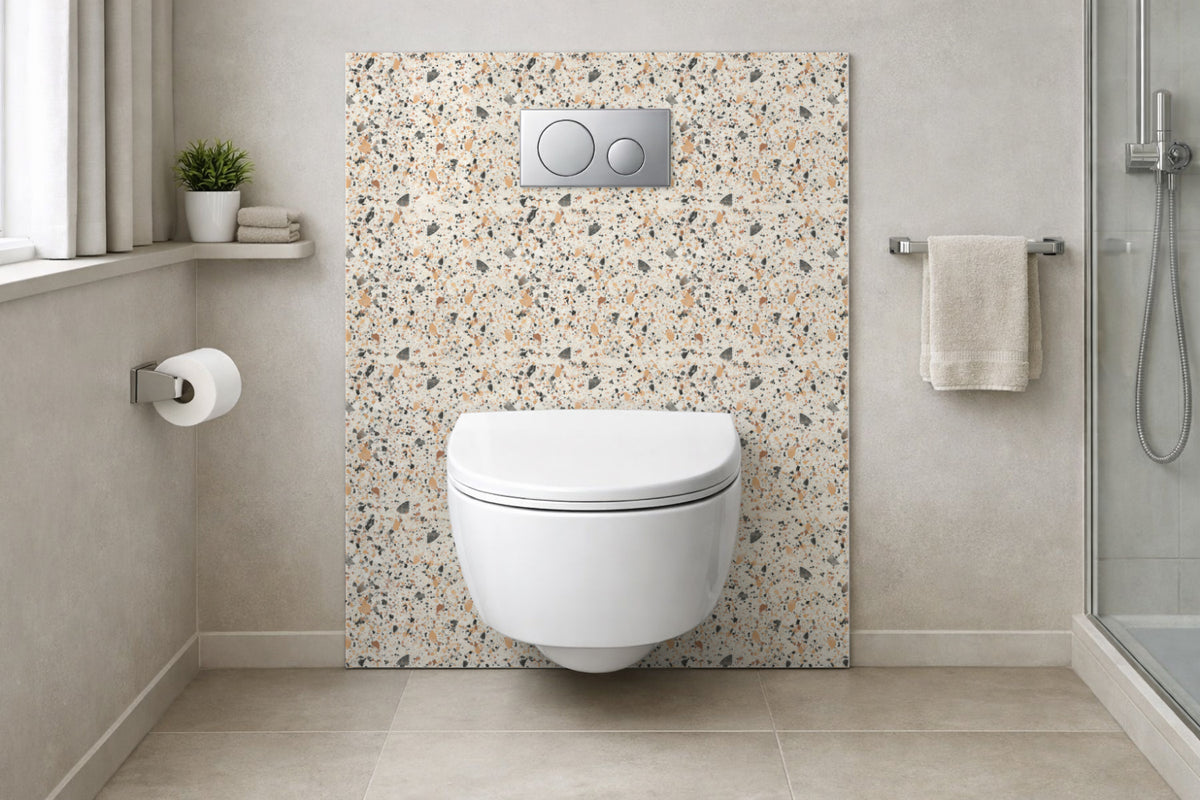 Toilettenrückwand Steinoptik