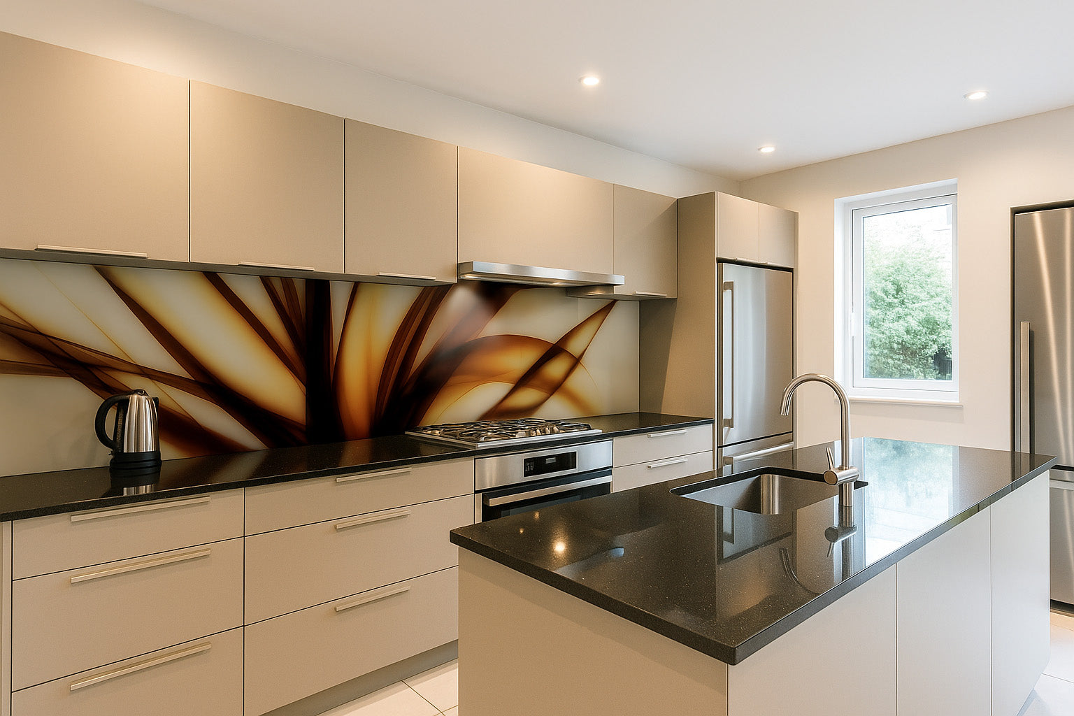 Küchenrückwand modern – Abstraktes Linienmotiv