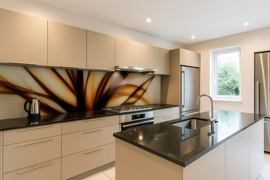 Küchenrückwand modern – Abstraktes Linienmotiv