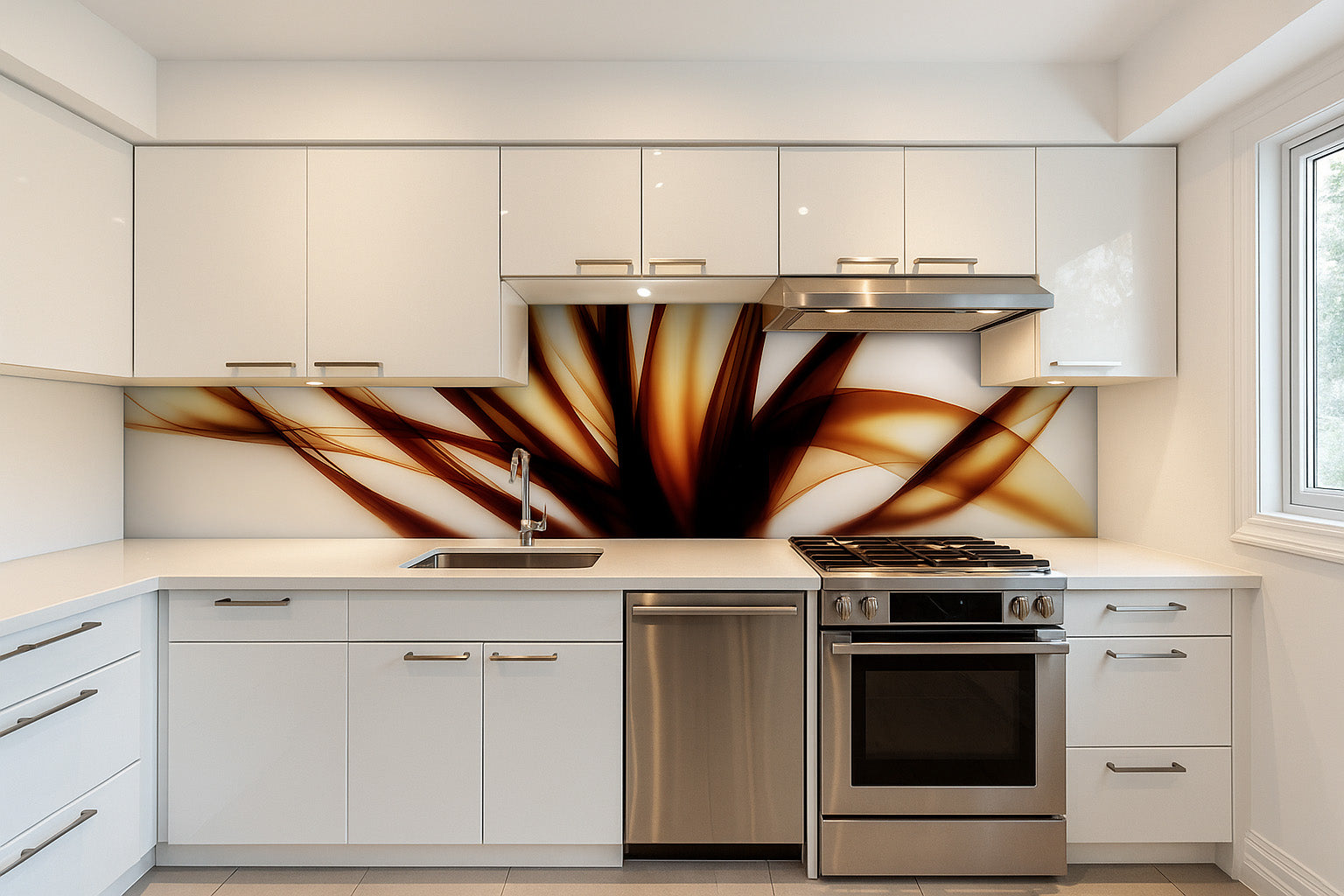 Küchenrückwand modern – Abstraktes Linienmotiv