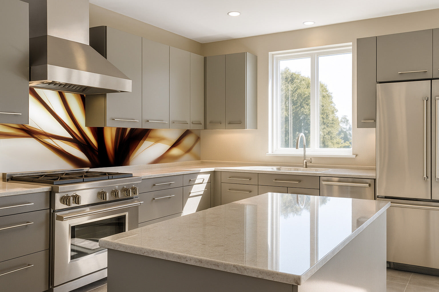 Küchenrückwand modern – Abstraktes Linienmotiv