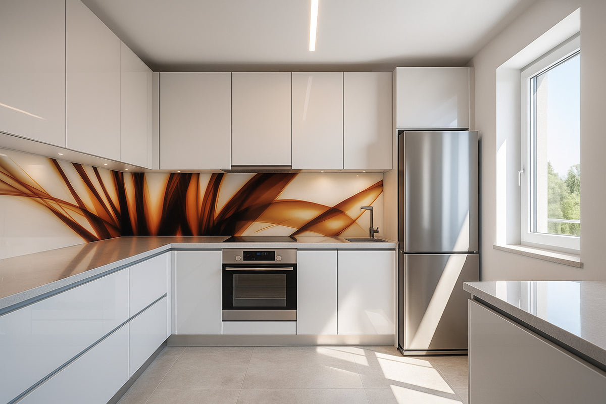 Küchenrückwand modern – Abstraktes Linienmotiv