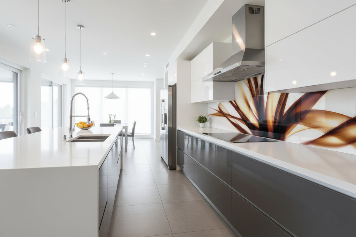 Küchenrückwand modern – Abstraktes Linienmotiv